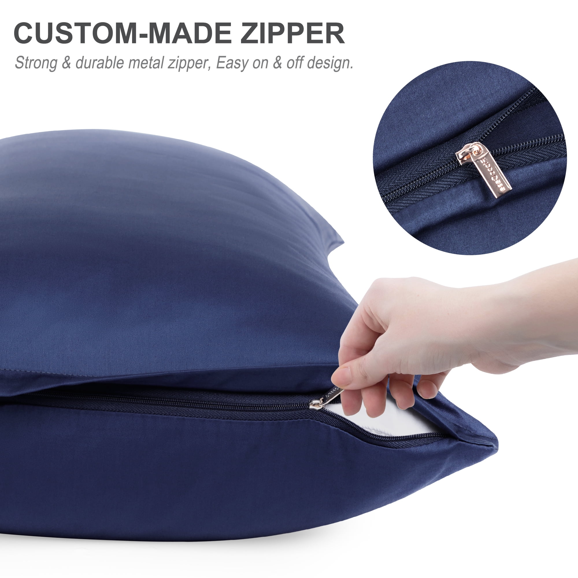 Unique Bargains Cotton Zipper Closure Breathable Body Pillowcase Navy Blue 20"x54"
