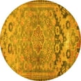 thumbnail image 1 of Ahgly Company Machine Washable Indoor Round Persian Yellow Traditional Area Rugs, 4' Round, 1 of 4