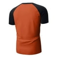 thumbnail image 5 of Mens T-Shirts Slim Round Neckline Short Sleeve Color Blocking Minimalist Simple Casual Bottoming Orange Tee Shirts Sizes M, 5 of 7