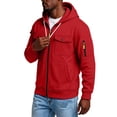 thumbnail image 5 of Mens Hoodies Zip Up Cargo Tactical Big And Tall Hoodies Zipper Pockets Fleece Vintage Athletic Hoodie Jacket Red L, 5 of 6