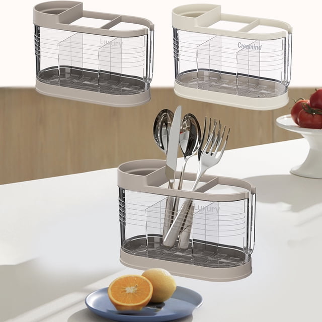 Popular Picks,Kitchen Compartment Chopstick Cage, Transparent Countertop Cutlery Organizer, Multifunctional Drainable Chopstick Holder, High-Value Kitchen Storage Accessory, | Plastic, Black-512