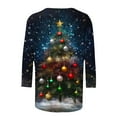 thumbnail image 5 of Christmas Women's 3/4 Length Sleeve Shirts Christmas Top Casual Round Neck Tunic Tops Xmas Graphic Tree Printed Blouses Loose T-Shirts Pullover Plus Size, 5 of 5