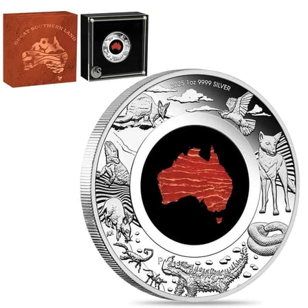 2025 1 oz Proof Silver Great Southern Land Snakeskin Jasper Coin Perth Mint