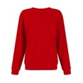 thumbnail image 5 of Rlmidhb 2025 Sweatshirts for Women Basic Red Long Sleeve Solid Color Long Loose Pullover Tops Round Neck Fleece Sweatshirt, 5 of 7