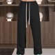 thumbnail image 4 of Pantalones deportivos de longitud completa para hombre, lisos, informales, con bolsillos, para exteriores, con cordones, elásticos, rectos, para fitness, 4 of 5