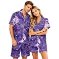 thumbnail image 2 of Halloween Couple Pajamas Matching Sets Button Up Pajamas Halloween Pj Set Halloween Pajamas Spooky Pajamas Women Couple Matching Pajamas Sets Women & Men Button Down Pjs Men, Purple, XL, 2 of 5
