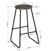 FurnitureR Modern Metal and Wood Bar Stool (set of 2),Oak - image 5 de 8