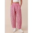 thumbnail image 5 of PRETTYGARDEN Plaid Barrel Pants Women Summer Casual Loose Wide Leg Lounge Gingham Trousers Spring Fashion Beach Bottoms, 5 of 9