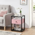 thumbnail image 5 of VECELO Tempered Glass Nightstand with Drawer, Glass Top End Table for Bedroom/Living room/Office, Pink, 5 of 8