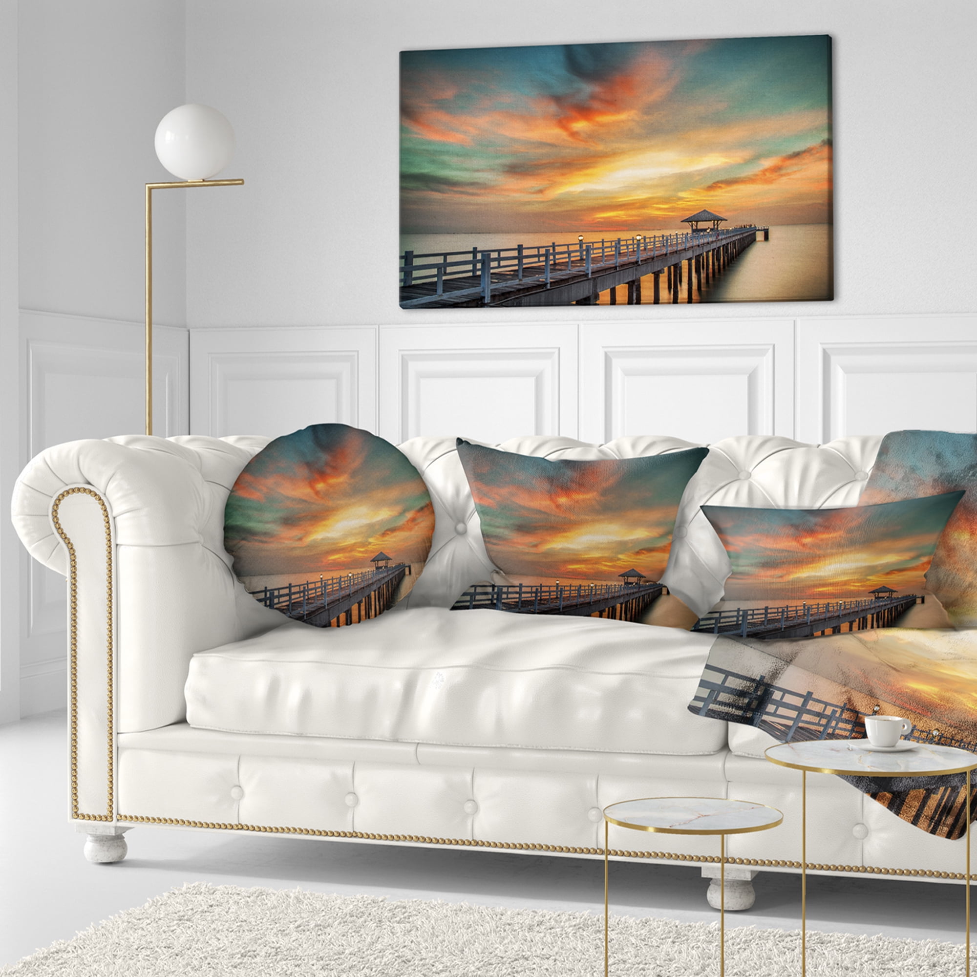 Designart 12" x 20" Multi-color Bridge Pier Polyester Throw Pillow