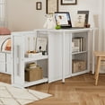 thumbnail image 3 of Euroco Wood Twin Size Platform Bed with Trundle and Drawers, Multifunctional Desk and Shelves, White, 3 of 10