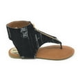 thumbnail image 2 of Victoria K Women's Distress Denim Zip Front Sandals, 2 of 5