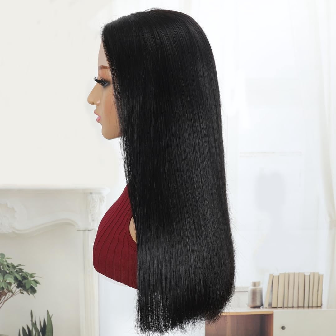 Bob Wig Human Hair Straight  Lace Front Bob Wigs for Black Women Human Hair Pre Plucked Glueless Side Part Middle Part C Part 150% Density Human Hair  Black 5X5 20 inch bob