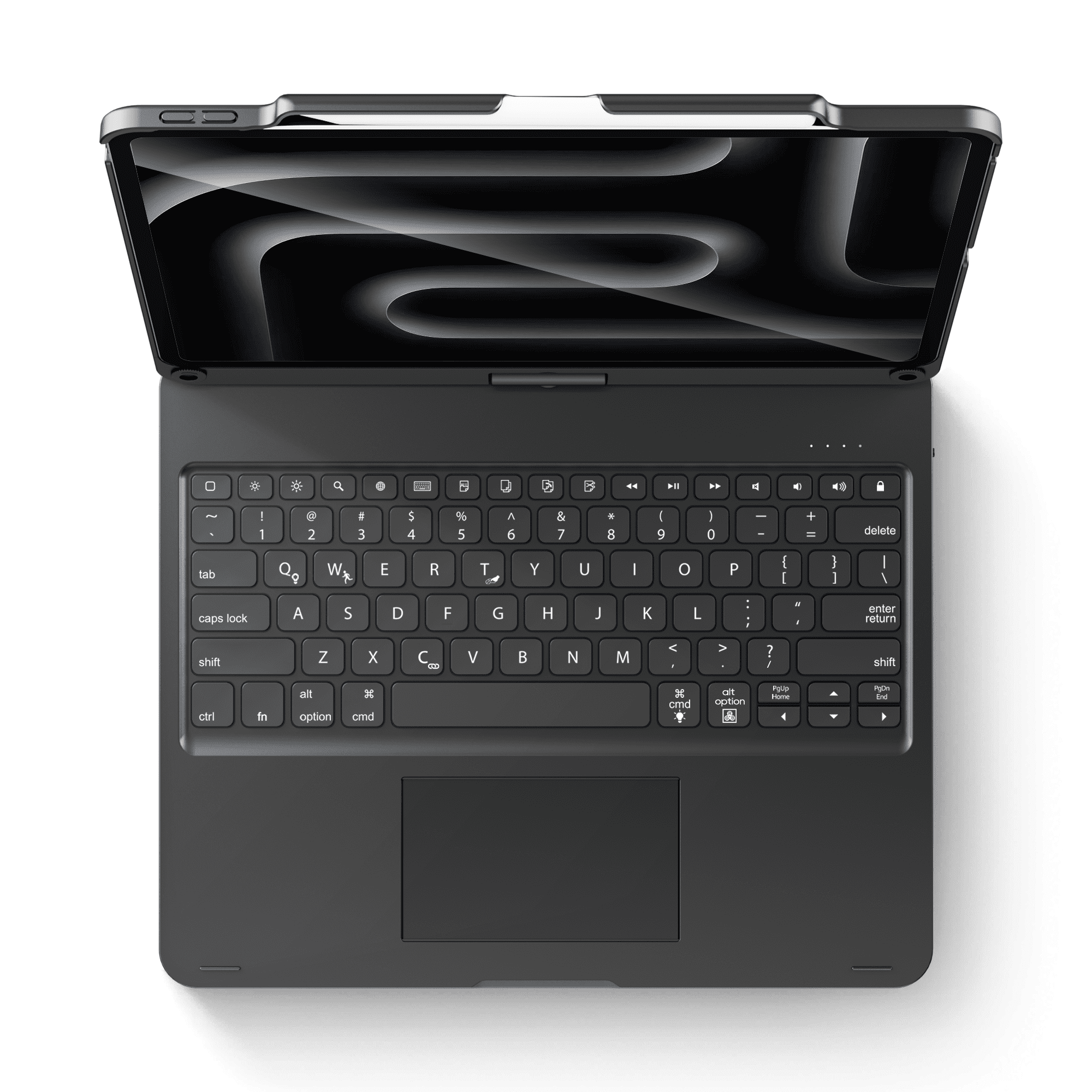 Pekarejue Wireless Keyboard Case for iPad Air 13 inch M4 M3 M2 & iPro 12.9-inch 6th 5th 4th 3rd Generation: Smart Trackpad RGB Backlit, 360 Degree Rotating Protective Cover and Pencil Holder Black