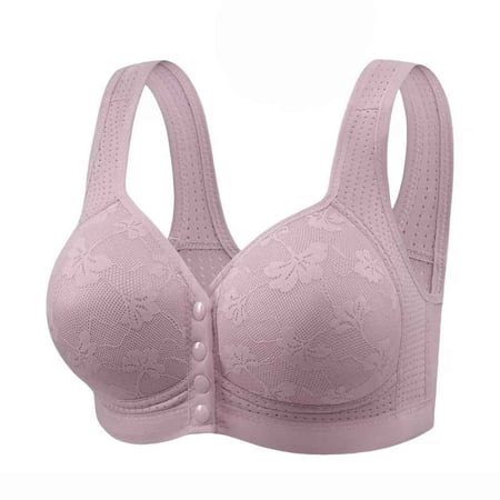 Up to 60% off Wireless Bra  Women s Large-size Button And Thin Gathered Waistcoat Underwear Without Rims.(Purple 44)