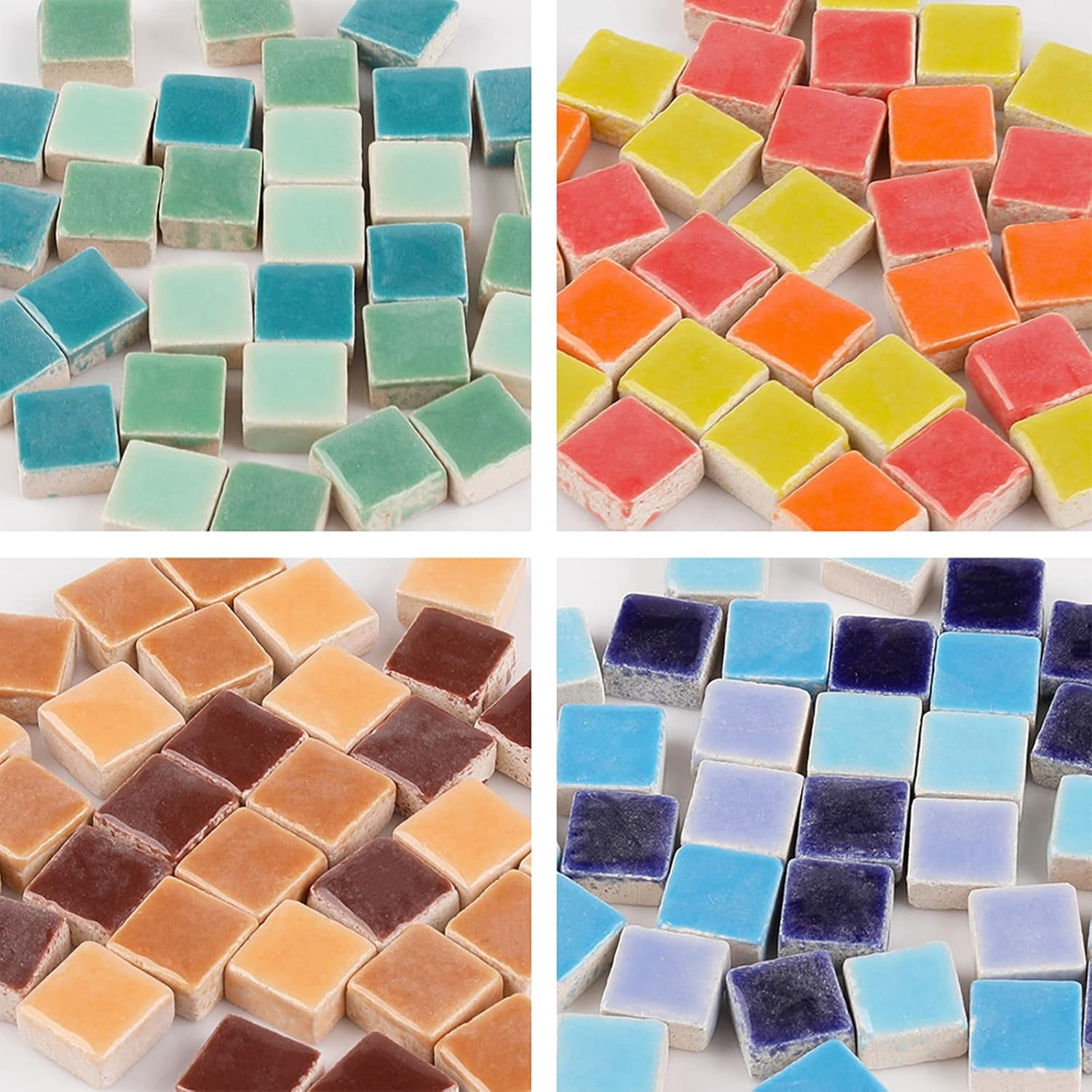 200 Pieces Ceramic Mosaic Tiles – 0.4x0.4", for Crafts, Mosaic Projects, Color Mix, Available in 8 Color Options (Purple, Full Color, Coffee, Red/Orange, Green, Blue, Black/White/Gray, Treasure Blue)