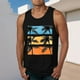 thumbnail image 1 of Camiseta sin mangas de cuello redondo para hombre, estampada, informal, deportiva, elástica, de moda, de poliéster., 1 of 5
