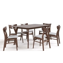 Furniture of America Beck Wood 7-Piece Dining Table Set in Walnut