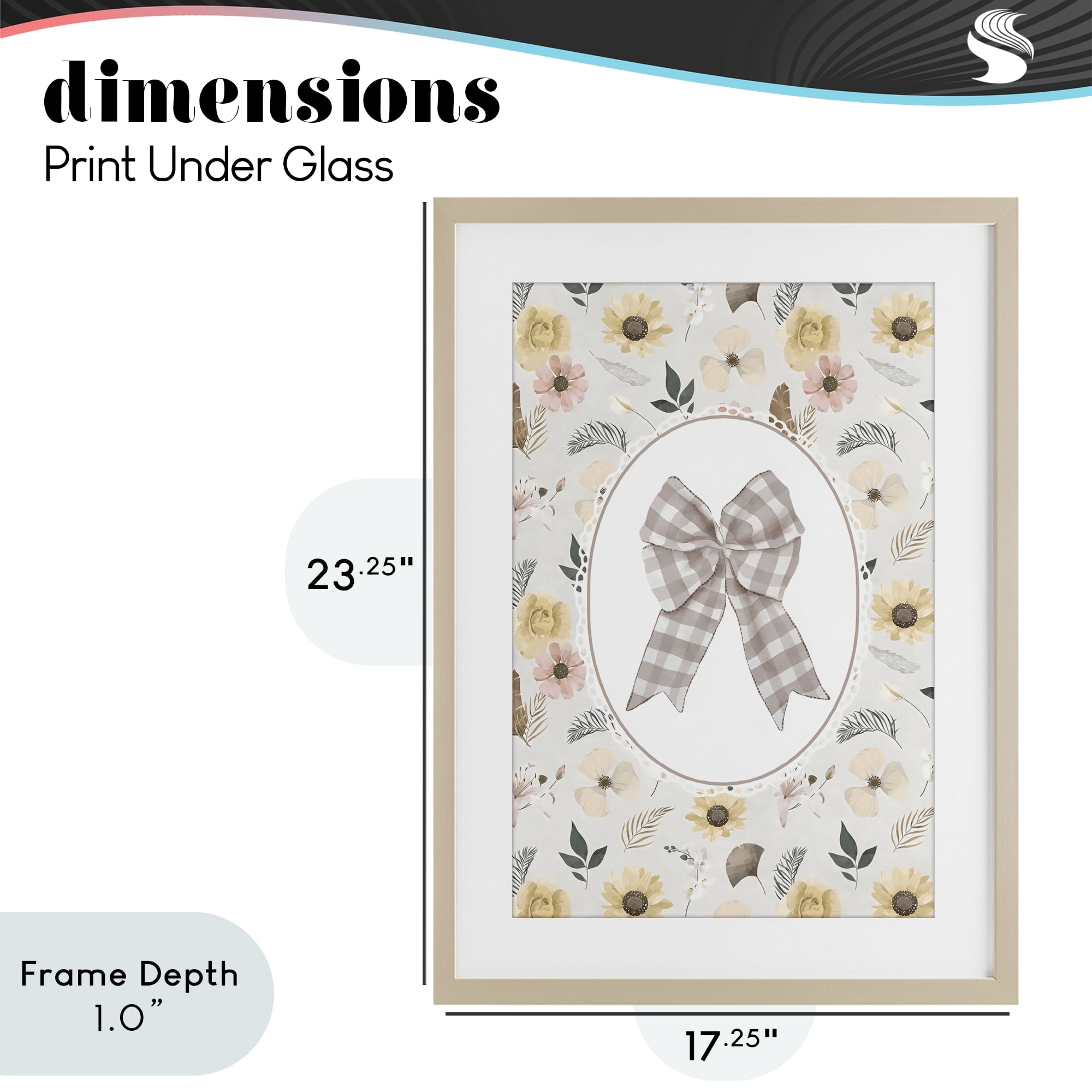 Stupell Industries Sunnyside Bow in Gingham Birch Framed Print Under Glass, design by Ink Drop Loft
