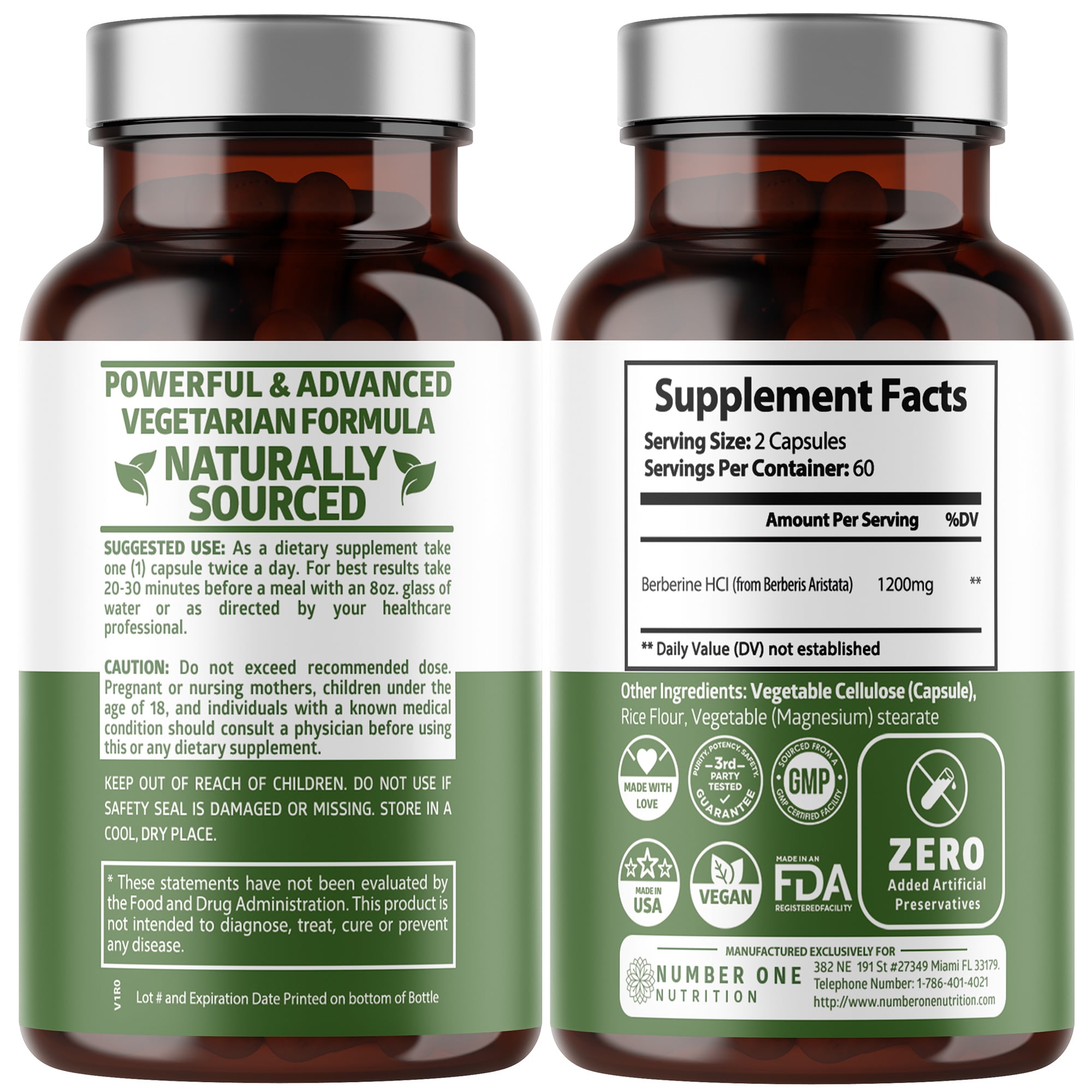 N1N Premium Berberine Plus to Support Anti-Aging, Cellular Health, Energy and Digestion, 120 Caps