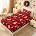 thumbnail image 2 of Erosebridal Gingerbread Plaid Twin Fitted Sheet 2 Pieces,Christmas Baking Bedding,Red Black,1 Fitted Sheet and 1 Pillowcase, 2 of 4