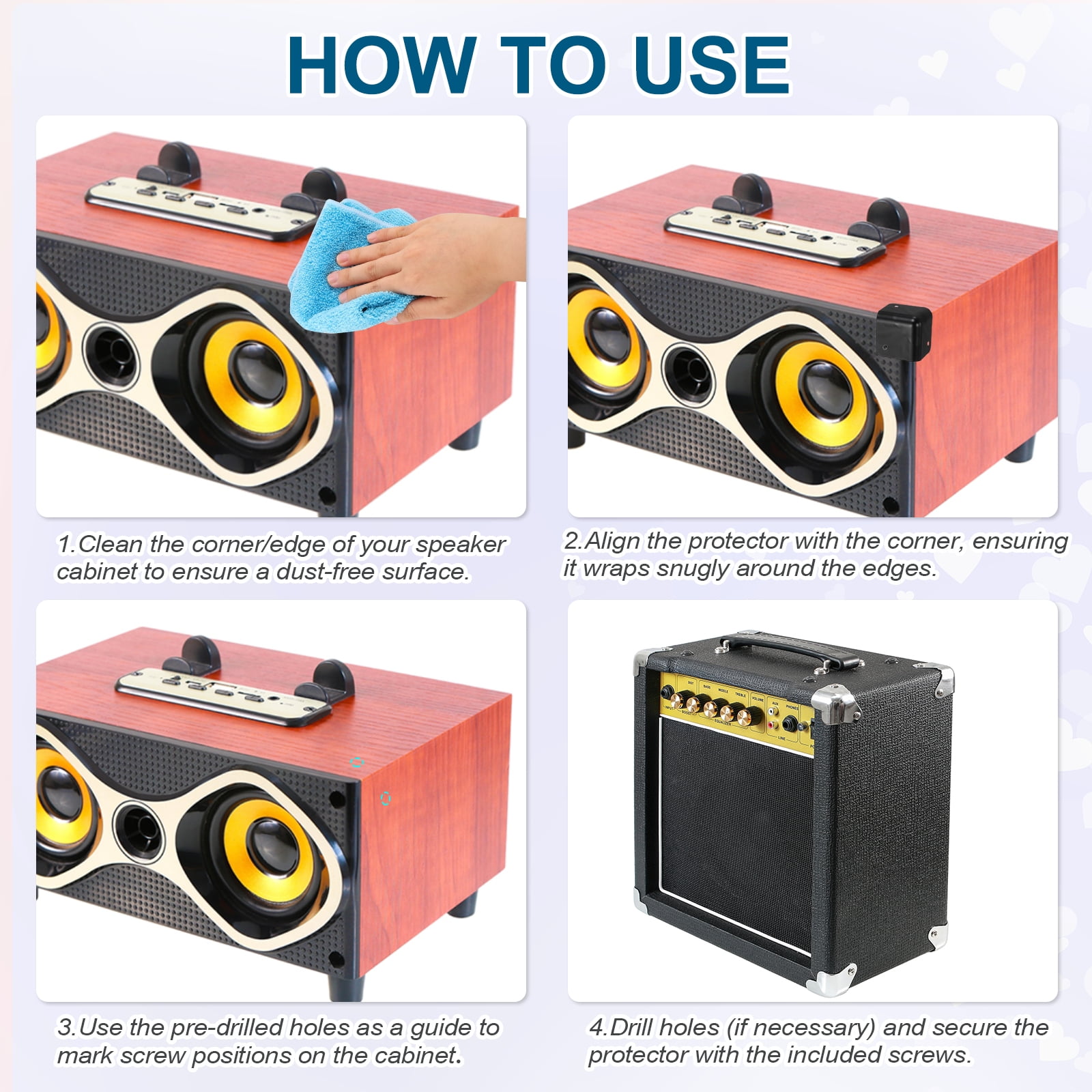 Uxcell 16Pcs Speaker Cabinet Corners Protector 51x50x74mm Metal Stackable Guard Wrap Angle Case Edge Box Protection for Stage DJ Audio Sound Case
