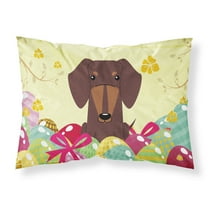Carolines Treasures BB6131PILLOWCASE Easter Eggs Dachshund Chocolate Fabric Standard Pillowcase Standard multicolor