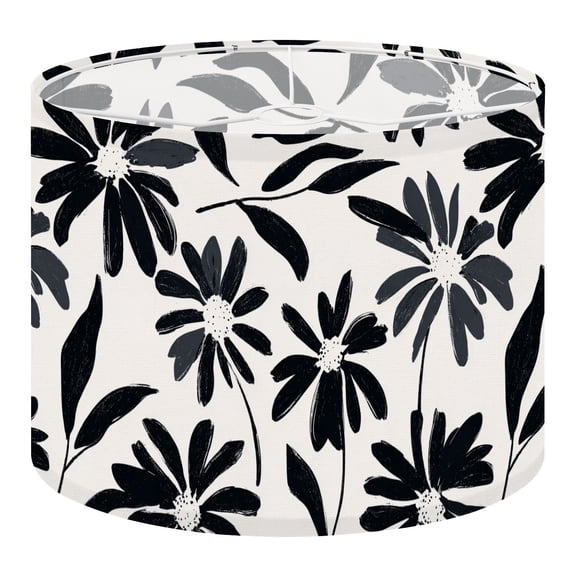 Linen Drum Lampshades flowers hand drawn seamless ink brush texture 13"x13"x10" Light Shade for Table Lamps Floor Lamp Shades Lampshade Replacement Assembly Required