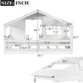 thumbnail image 2 of Twin Size Wooden House Bed with Roof, Window and Guardrail,Twin House-Shaped Platform Bed with Roof for Girls Boys, 2 of 8