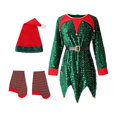thumbnail image 3 of Disfraz de para niñas, vestido y sombrero, traje de Cosplay, disfraz de Navidad para niños y medias para accesorios fotográficos de actuación 140 a 150 cm Yinane  Disfraz de elfa para niñas, 3 of 8