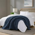thumbnail image 2 of Madison Park 50 x 60" Contemporary Chenille Chunky Knit Throw in Navy, 2 of 9