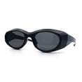 thumbnail image 4 of Oval Geometric Dimensional Diamond Cut Bevel Plastic Sport Sunglasses All Black, 4 of 8