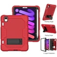 thumbnail image 3 of ELEHOLD Rugged Hybrid Case for iPad Mini 6 2021, Three-Layer Full Protection Hidden Kickstand Pencil Holder Shockproof Durable Case for iPad Mini 6th Gen(Red+Black), 3 of 7