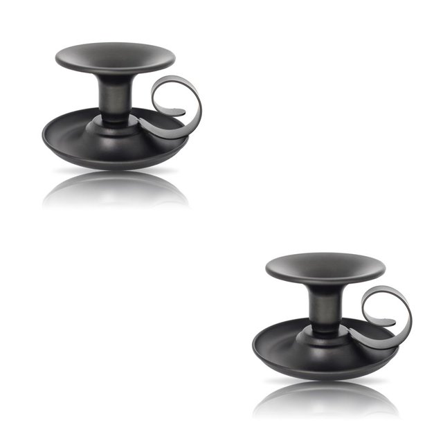 Moyic 2 uds candelabro decorativo antioxidante pulido fiesta velas cena forma de taza de té candelabro soporte de barra con asa Negro 2Conjunto
