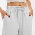 thumbnail image 7 of Delayuji Womens Linen Pant Loose Stretch Pleated High Waisted Straight Leg Pants Relaxed Fit Casual Pant Daily Wear, 7 of 7