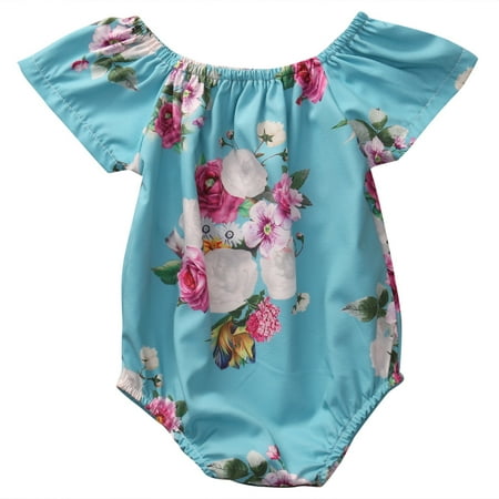 

Newborn Baby Girls Summer Romper Casual Floral Printed Short Sleeve Short Jumpsuit