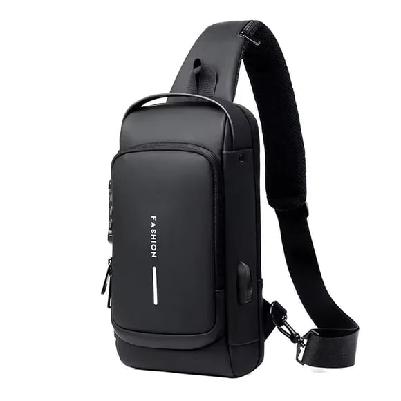Men's Anti-Theft Oxford Sling Bag with USB Charging for School and Short Trips