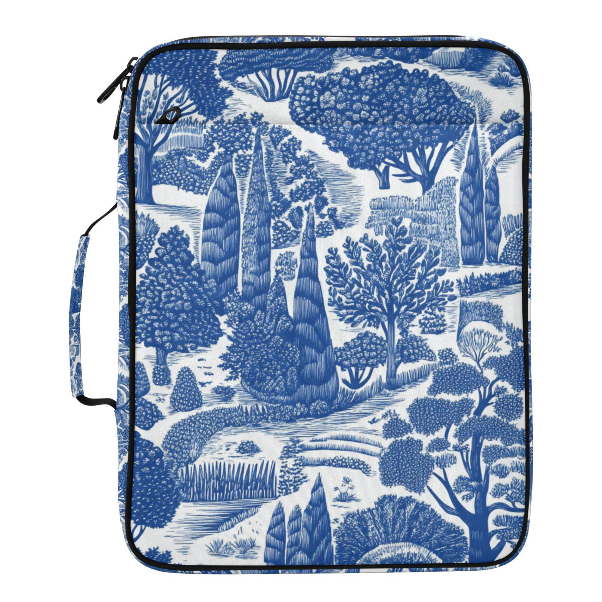 FORMRS Accordion File Folder A4 Size 7-Pocket Expanding Document Organizer Bag with 3 Ring Binder, Blue Garden Pattern