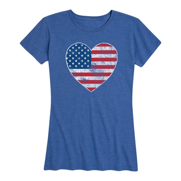 Instant Message - USA Flag Heart - Women's Short Sleeve Graphic T-shirt