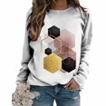 thumbnail image 4 of Camisas informales de manga larga para mujer, sudadera de cuello redondo con estampado de rombos geométricos, jersey de cuello redondo, Tops tipo túnica holgados Pompotops  FGAJ1111, 4 of 6