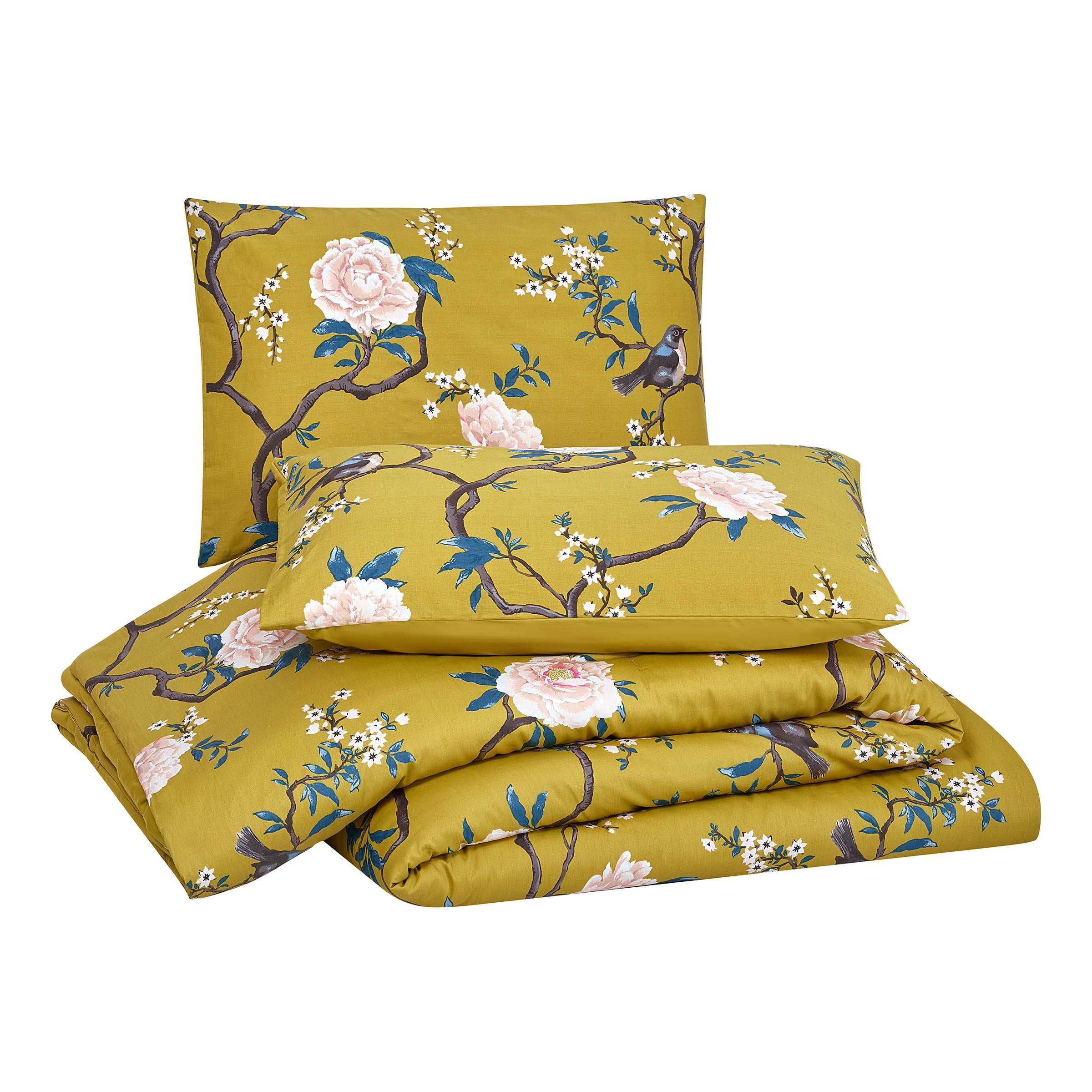 Ocleppo Bird Chinoiserie 3-Piece Comforter Set, Gold, King