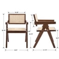 thumbnail image 6 of Guyou Rattan Dining Chair Set of 2, Mid-Century Farmhouse Kitchen Chair, Retro Solid Rubber Wood Reading Side Chairs with Woven Back and Seat for Dining Room Living Room Bedroom, Walnut Base, 6 of 11