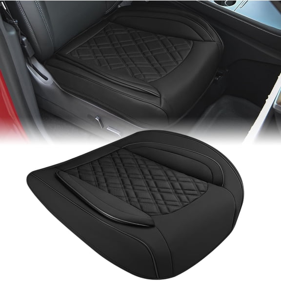 Nilight Car Seat Cushion Cover Black Leather Front Seats with Wings Waterproof and Anti-Slip with Storage Bag Wrapped Bottom Suitable for Cars Sedan Van SUV Truck