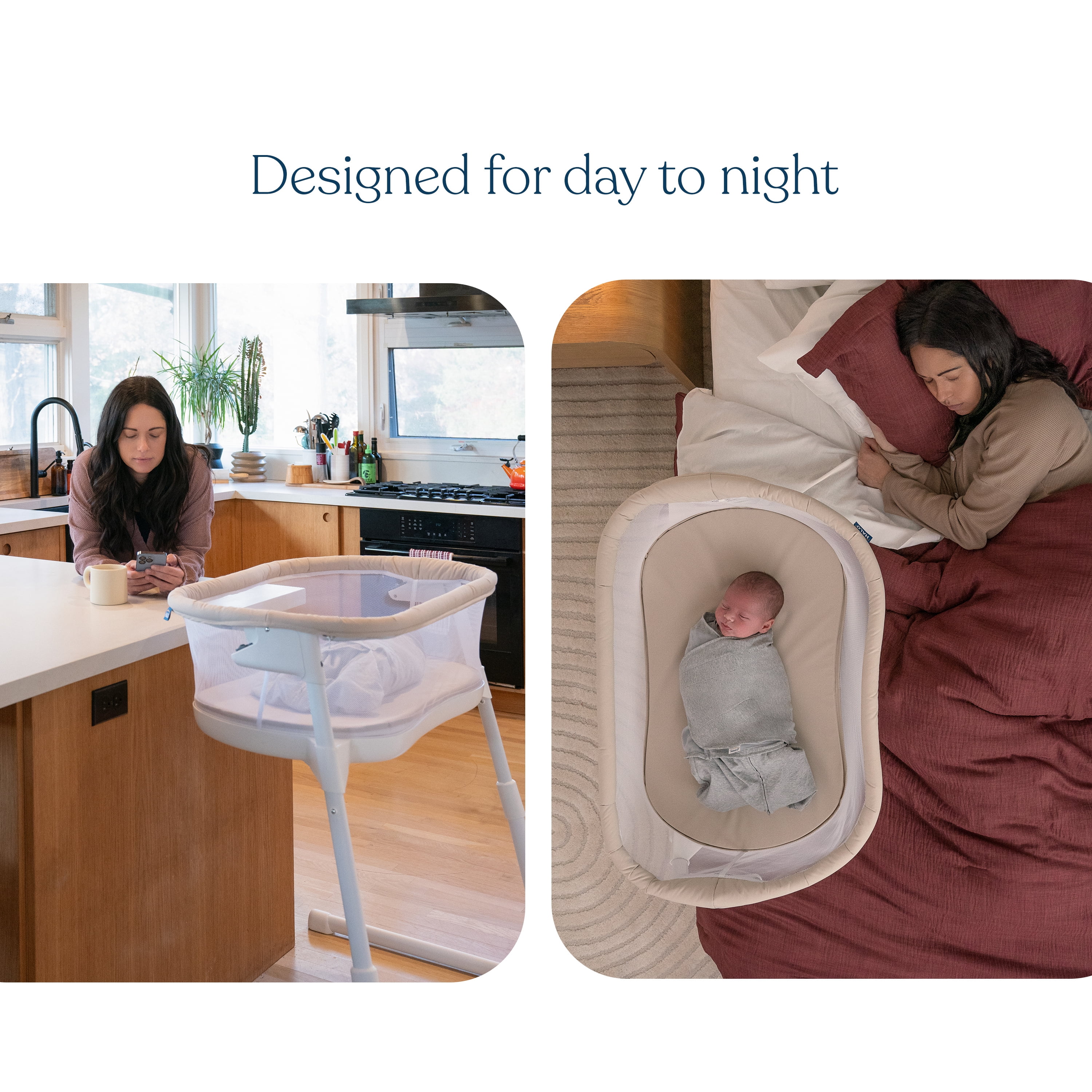 HALO BassiNest Lite, Slides Over Bed with Mesh Walls for Airflow & Visibility, Lowering Wall for Easy Access, Portable & Lightweight