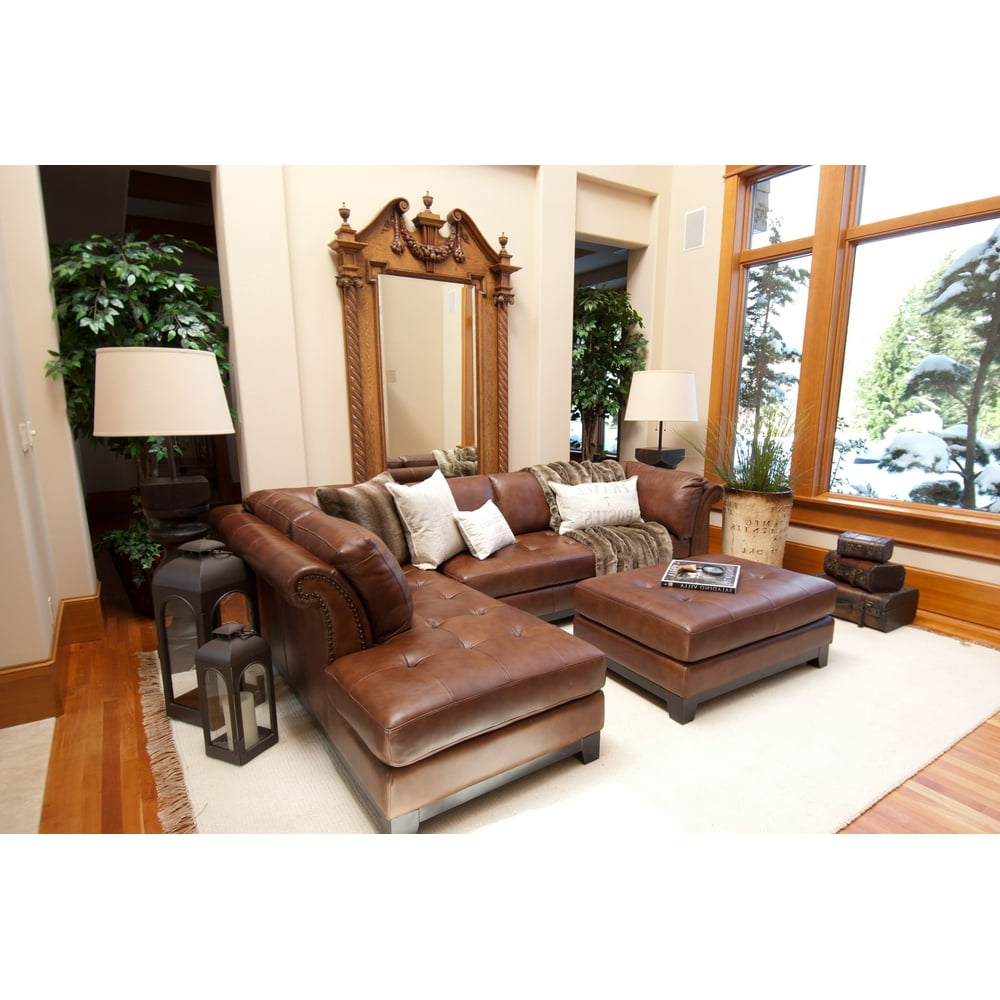 Elements Corsario 2 Piece Top Grain Leather Sectional with Right Arm