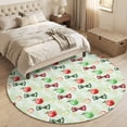 thumbnail image 4 of Round Area Rugs 5Ft, Candy Fruits Non-Slip Washable Circle Rugs Carpet, Vibrant Summer Rustic Bows Green Stripes Indoor Outdoor Rug Floor Mats Throw Runner for Bedroom Living Room Bathroom, 4 of 8