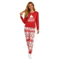 thumbnail image 4 of CUZIBR Christmas Outfits Plaid Classic Crewneck Cute Hat Letter Print Long Sleeve Shirt And Trousers Casual Clothes Cozy Clothing Outfit For Mom Festival Party Clothes,Red,S, 4 of 4
