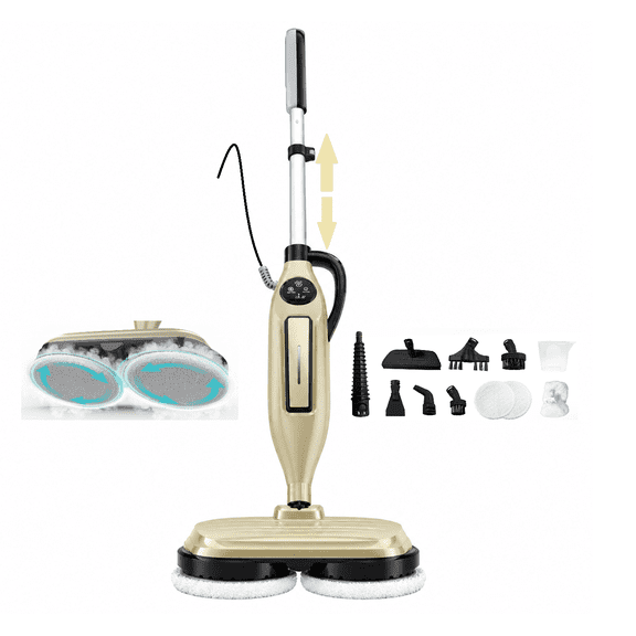POWEART Steam Mop, 8-in-1 Corded Steam Cleaner with Rotating Scrubbing Pads, Detachable Handheld, Fast Heat-up, Multi-Surface for Hardwood, Tile, Marble Floors, Kitchen & Home
