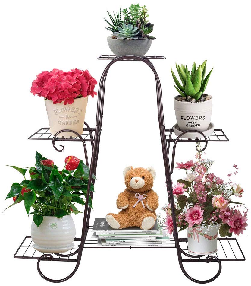 6 Tier Bronze Wrought Iron Plant Stands Indoor Metal Plant Shelf Stand