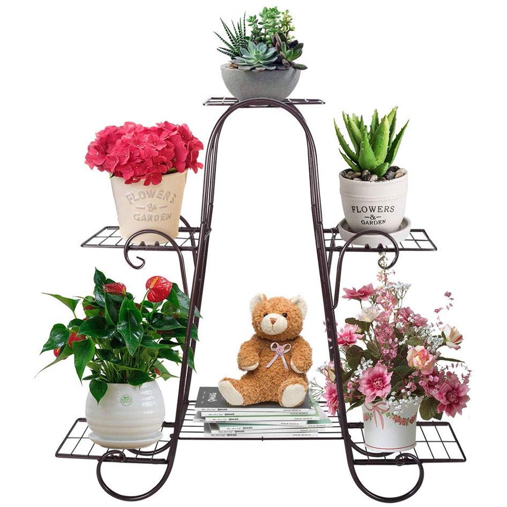 6 Tier Bronze Wrought Iron Plant Stands Indoor Metal Plant Shelf Stand